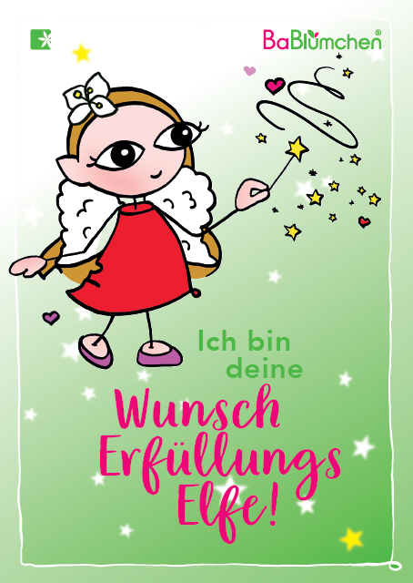 BaBlümchen® Postkarte - Wunscherfüllungselfe grün BaBlümchen® Postkarte - Wunscherfüllungselfe grün