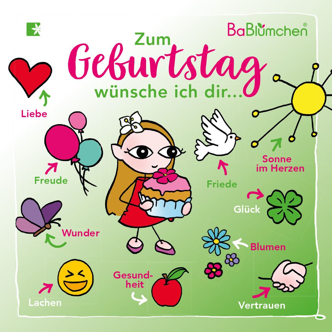BaBlümchen® Postkarte - Zum Geburtstag wünsche ich dir... BaBlümchen® Postkarte - Zum Geburtstag wünsche ich dir...