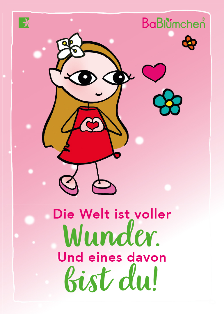 BaBlümchen® Postkarte - Die Welt ist voller Wunder. Und eines davon bist du! (Rosa) BaBlümchen® Postkarte - Die Welt ist voller Wunder. Und eines davon bist du! (Rosa)
